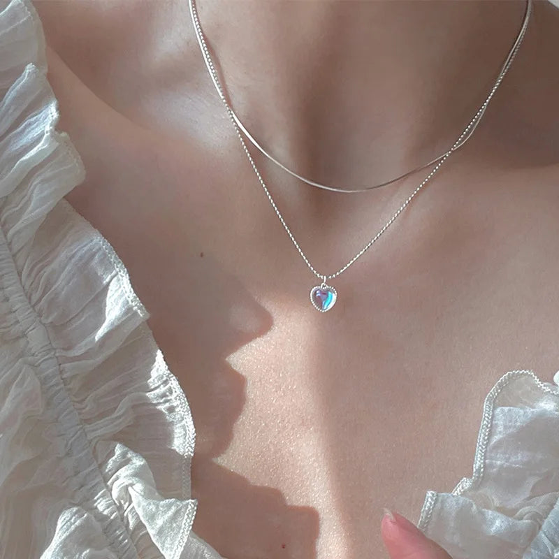 Elegant Double-Layer Butterfly Necklace – Shiny Clavicle Chain Jewelry for Women
