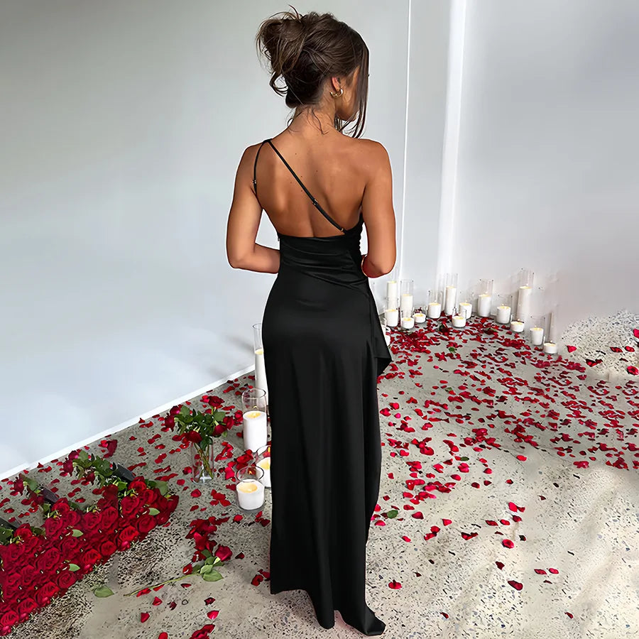 Refined High-Split Satin Formal Dress