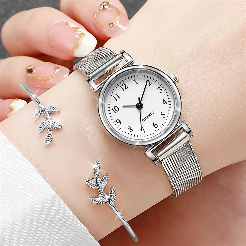 Ladies’ Casual Quartz Watch with Bracelet – Elegant Fashion Wristwatch Set
