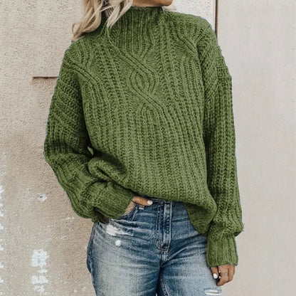 Women's High Collar Twist Knit Sweater