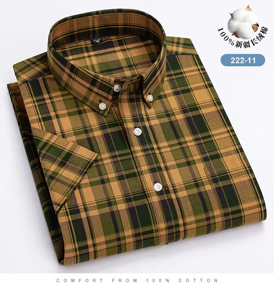 Relaxed Fit Summer Plaid Shirt for Men
