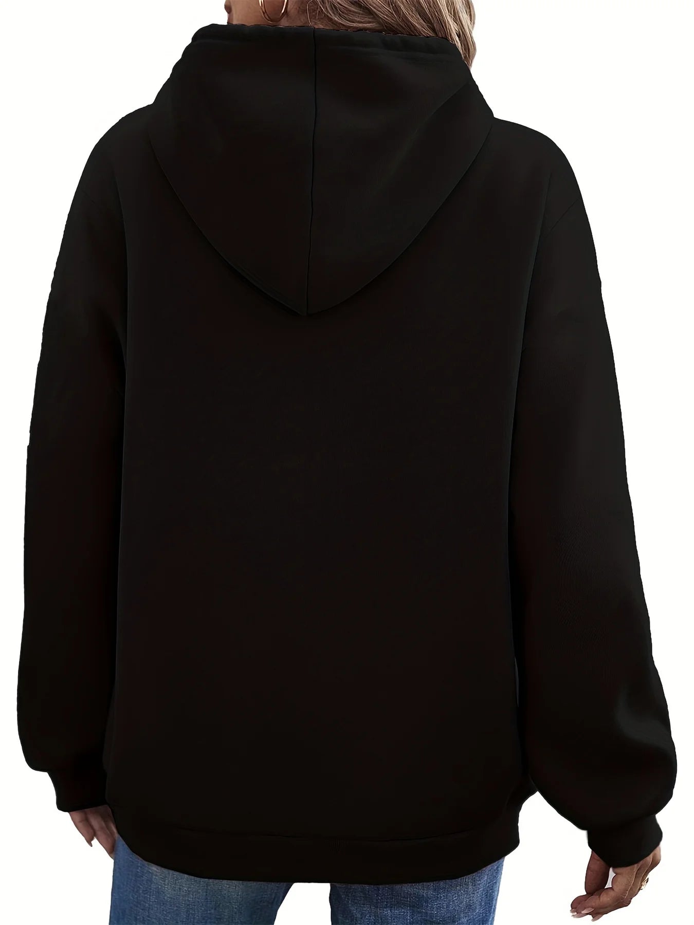 Zipper Bear Print Teddy Fleece Lined Sweatshirt