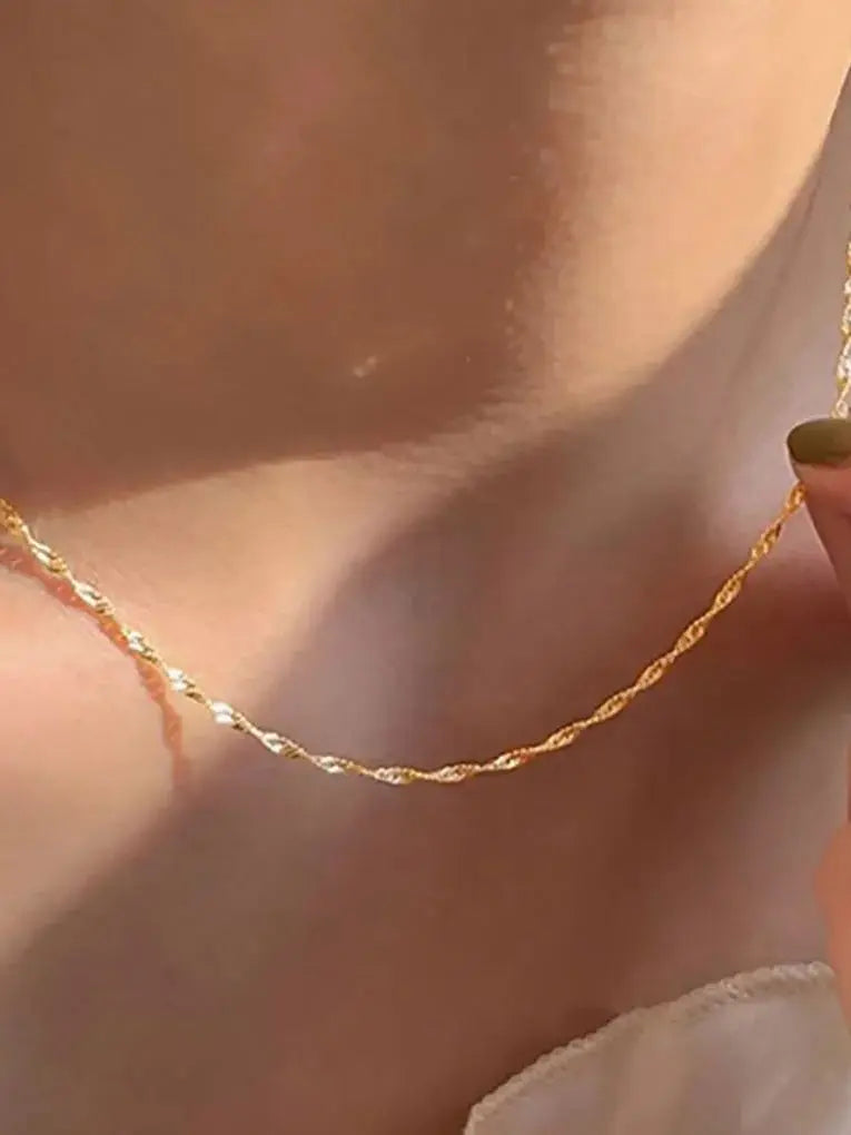 Simple Style Gold Chain Necklace – Women’s Stainless Steel Jewelry