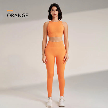 Yoga Clothing Set Women's High Waisted Leggings and Top Two Piece Seamless Fitness Exercise Clothing Fitness Underwear plus size