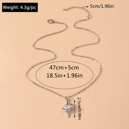Aihua Exquisite Y2K Silver Color Crystal Sun Moon Star Necklaces for Women Korean Temperament Clavicle Chain Jewelry Gifts