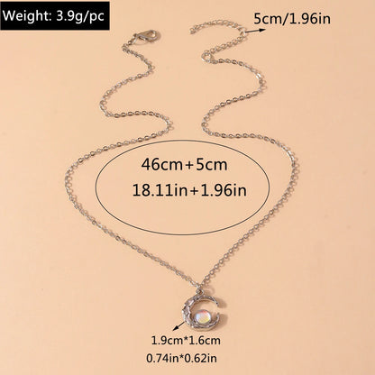 Aihua Exquisite Y2K Silver Color Crystal Sun Moon Star Necklaces for Women Korean Temperament Clavicle Chain Jewelry Gifts