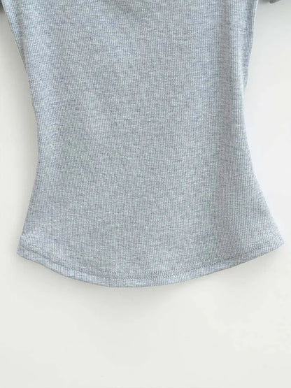 Summer square neck high elasticity crop top women's short sleeved sexy top slim fit pullover base shirt
