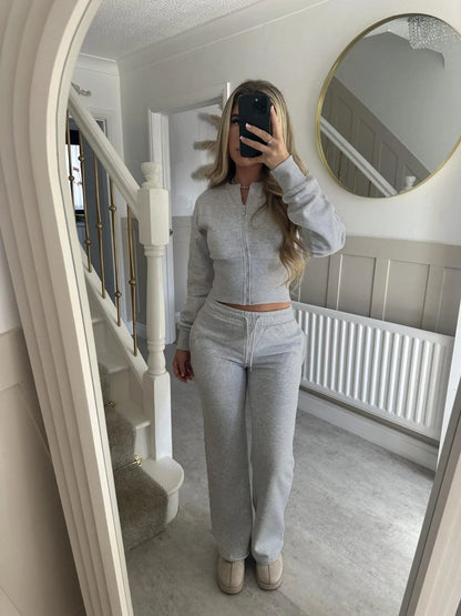 Zipper Top Wide Pants