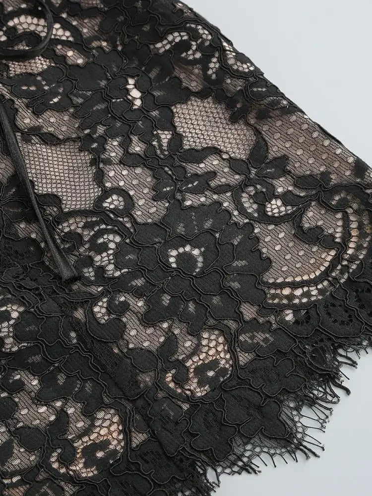 White Birthday Dress for Women – Elegant Lace Pleated Gown