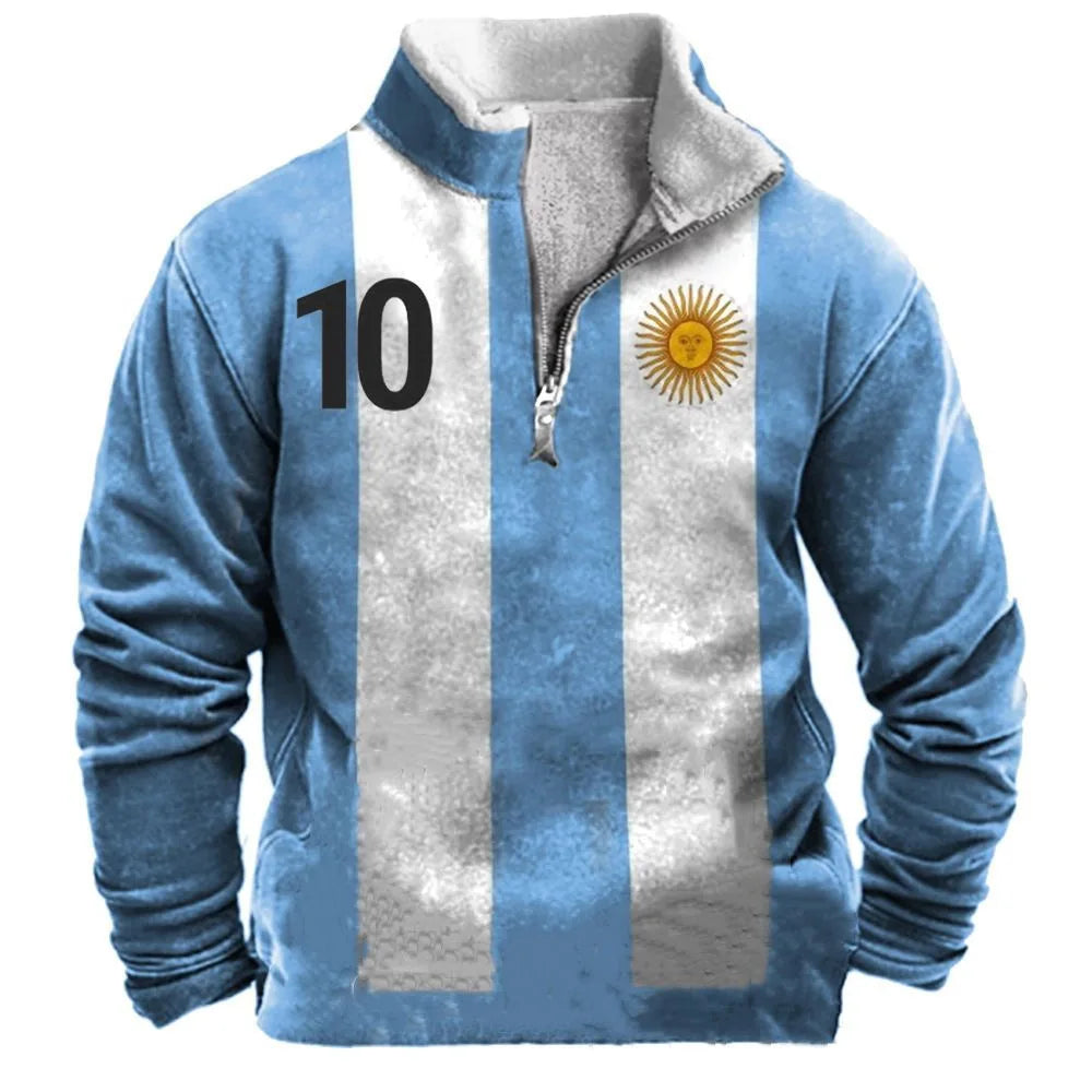 Cassian - Zip-Up Sweater with a High Fur-Trimmed Collar