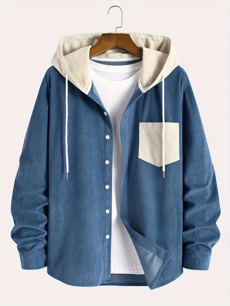 Waffle Corduroy Hooded Shirt