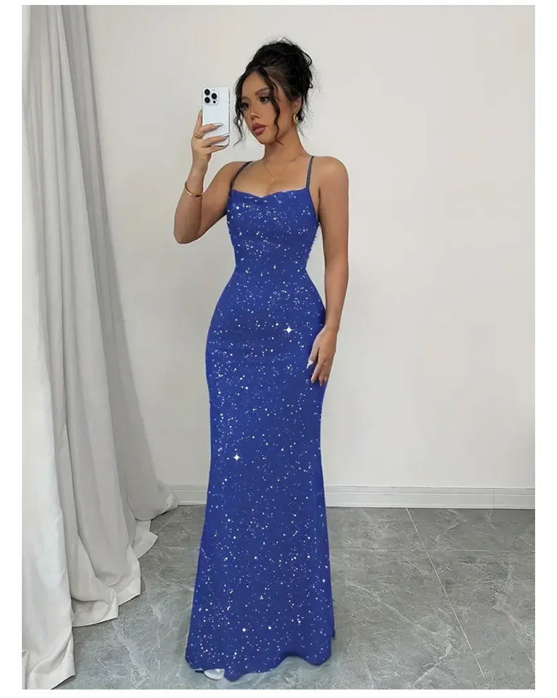 Sophisticated Sequin Milky Silk Evening Dress