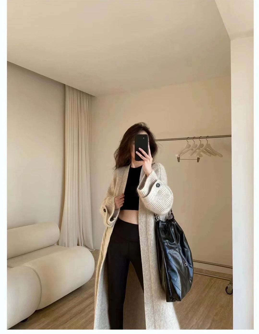 Fashion Retro Medium Knitted Cardigan Sweater