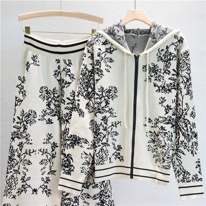 Winter Two Piece Sets Women Tracksuit Knitted Suit Autumn Trouser Suits Female Cardigan Sweater Solid Sports Hoodie Sportswear