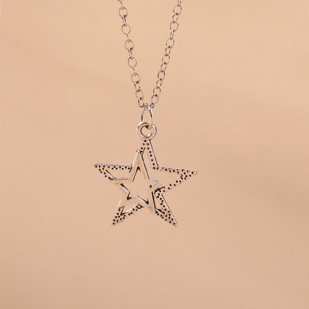 Aihua Exquisite Y2K Silver Color Crystal Sun Moon Star Necklaces for Women Korean Temperament Clavicle Chain Jewelry Gifts