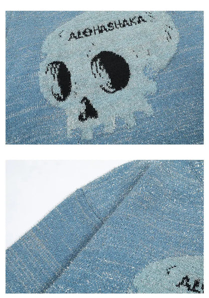 Unisex Mid-Neck Skull Sweatshirt