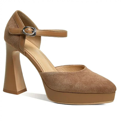 Women’s Square High-Heel Mary Jane Pumps – Retro Platform Dress Shoes