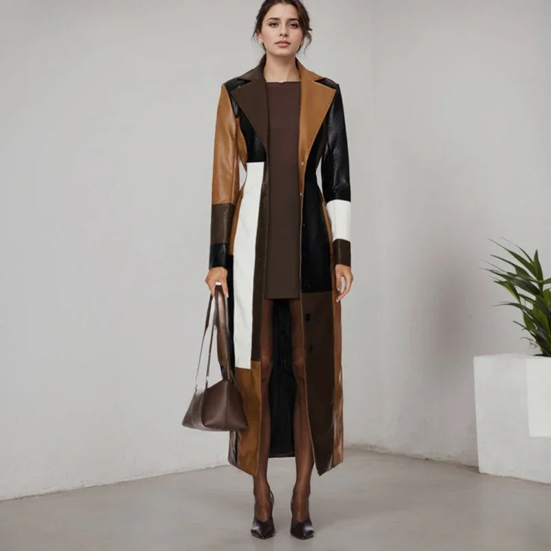 Long Patchwork Trench Coat