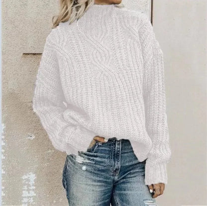 Women's High Collar Twist Knit Sweater