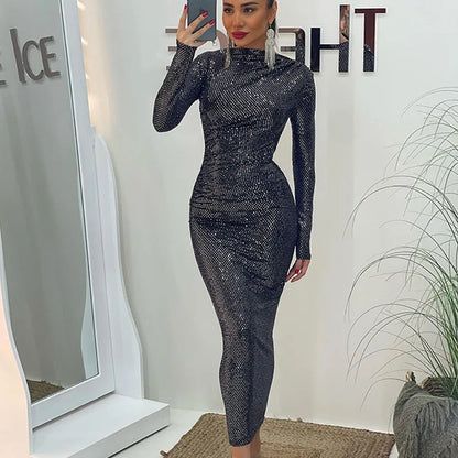 Modern Elegance Women’s Slim Fit Sequin Long Dress