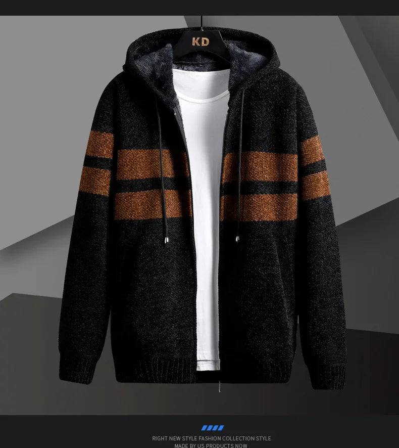 Men's Knitted Cardigan Hooded Jacket