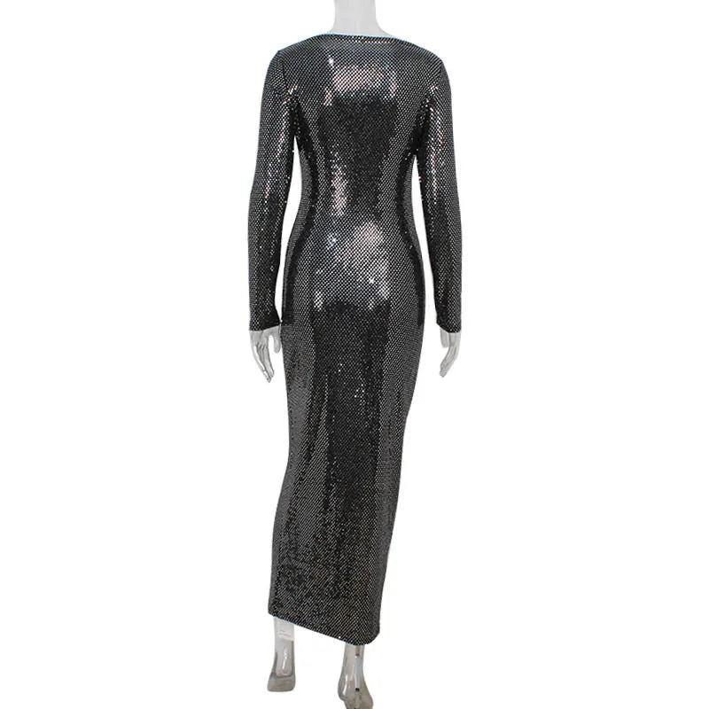 Modern Elegance Women’s Slim Fit Sequin Long Dress