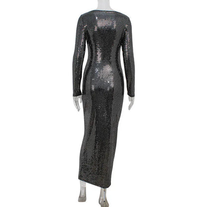 Modern Elegance Women’s Slim Fit Sequin Long Dress