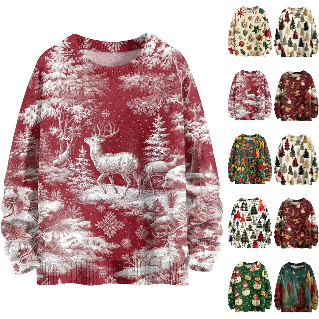 Christmas Red Reindeer Crewneck Sweatshirt