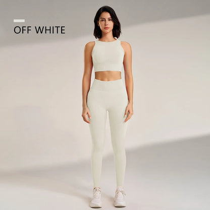 Yoga Clothing Set Women's High Waisted Leggings and Top Two Piece Seamless Fitness Exercise Clothing Fitness Underwear plus size