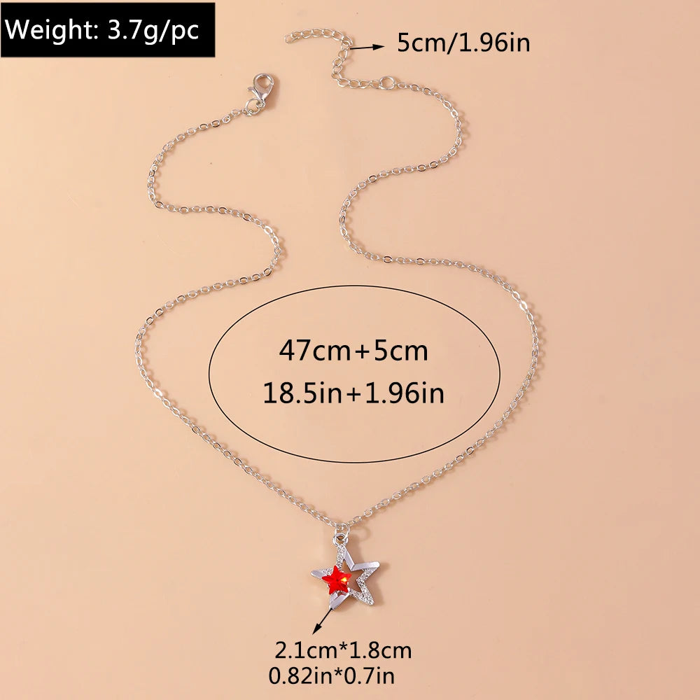 Aihua Exquisite Y2K Silver Color Crystal Sun Moon Star Necklaces for Women Korean Temperament Clavicle Chain Jewelry Gifts