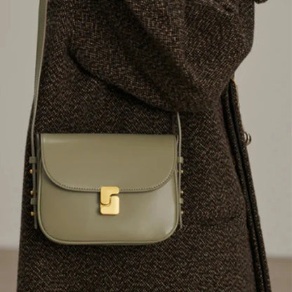 “Women’s Vintage Preppy Messenger Bag – Luxury Genuine Leather Envelope Shoulder Briefcase in Purple”