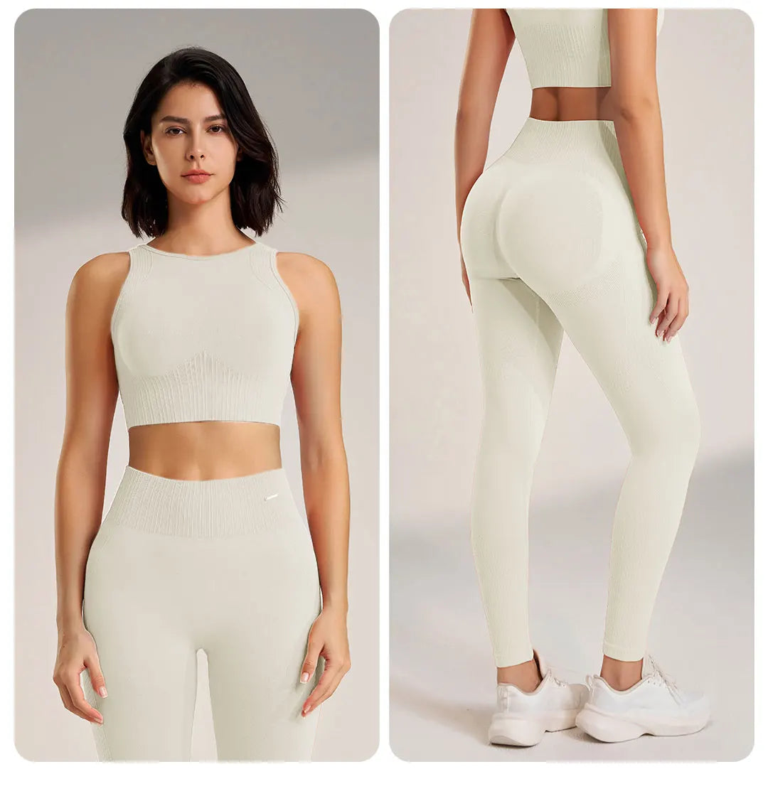 Yoga Clothing Set Women's High Waisted Leggings and Top Two Piece Seamless Fitness Exercise Clothing Fitness Underwear plus size