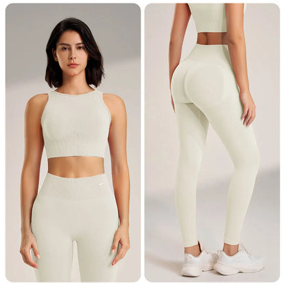 Yoga Clothing Set Women's High Waisted Leggings and Top Two Piece Seamless Fitness Exercise Clothing Fitness Underwear plus size