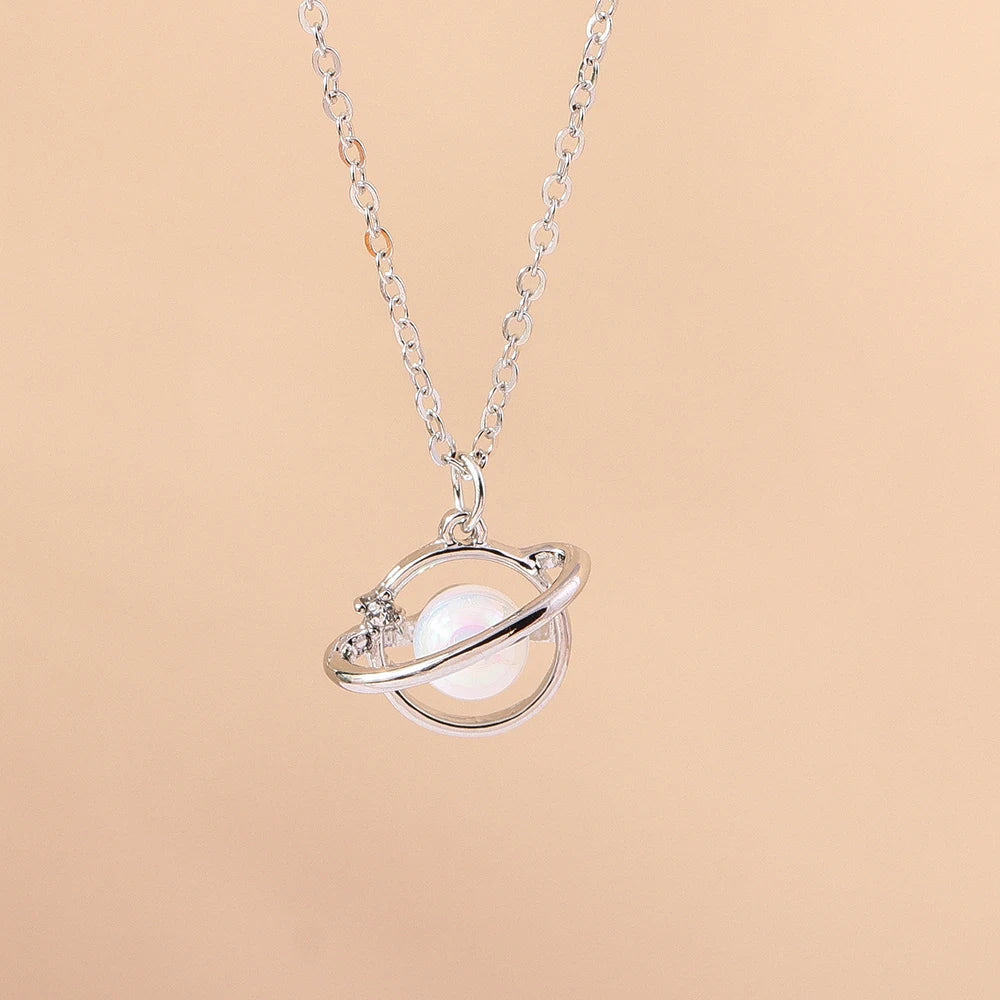 Aihua Exquisite Y2K Silver Color Crystal Sun Moon Star Necklaces for Women Korean Temperament Clavicle Chain Jewelry Gifts