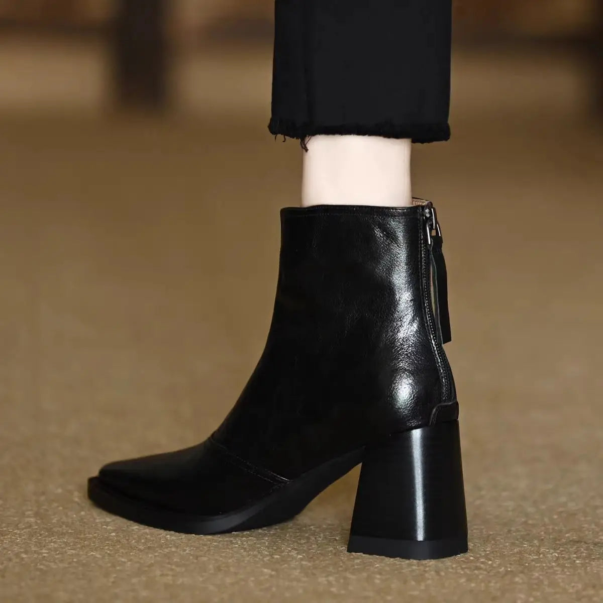Women’s Pointed-Toe Ankle Boots with Side Zip