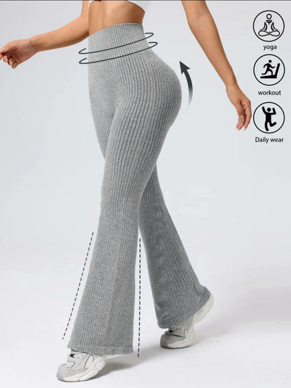 High-Waisted Bell-Bottom Yoga Pants – Autumn/Winter