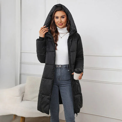 Chic Hooded Plaid Puffer Coat for Women – Warm Winter Layer
