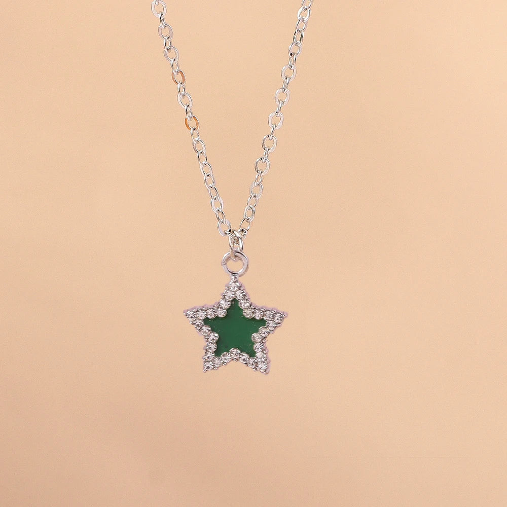 Aihua Exquisite Y2K Silver Color Crystal Sun Moon Star Necklaces for Women Korean Temperament Clavicle Chain Jewelry Gifts