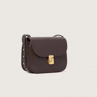 “Women’s Vintage Preppy Messenger Bag – Luxury Genuine Leather Envelope Shoulder Briefcase in Purple”