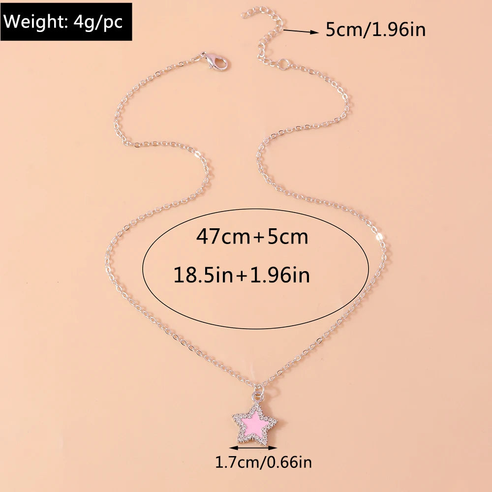 Aihua Exquisite Y2K Silver Color Crystal Sun Moon Star Necklaces for Women Korean Temperament Clavicle Chain Jewelry Gifts