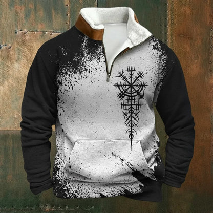 Cassian - Zip-Up Sweater with a High Fur-Trimmed Collar