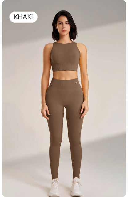 Yoga Clothing Set Women's High Waisted Leggings and Top Two Piece Seamless Fitness Exercise Clothing Fitness Underwear plus size
