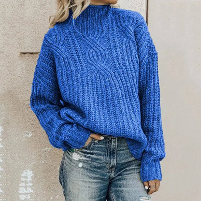 Women's High Collar Twist Knit Sweater