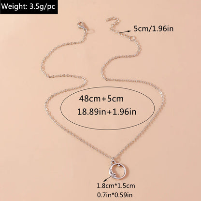 Aihua Exquisite Y2K Silver Color Crystal Sun Moon Star Necklaces for Women Korean Temperament Clavicle Chain Jewelry Gifts