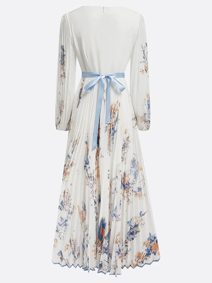 Bohemian Summer Beach Dress Sleeveless Floral Print V-Neck Flowy Maxi Dress for Women Resort Holiday Party Casual Outfit Fashion