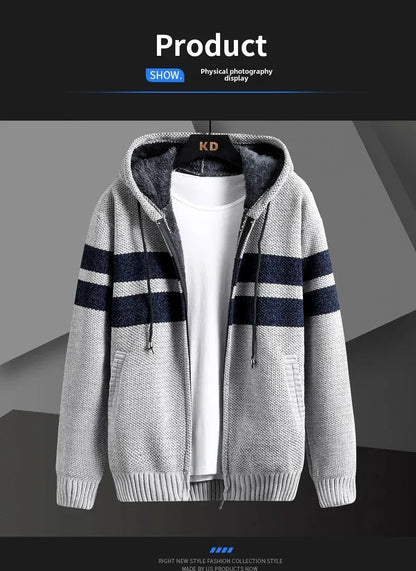 Men's Knitted Cardigan Hooded Jacket