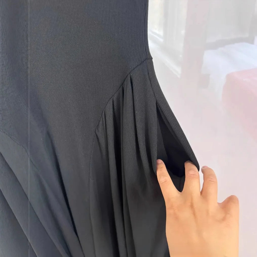 Elegant Spring Patchwork Midi Dress