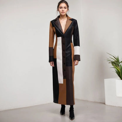 Long Patchwork Trench Coat