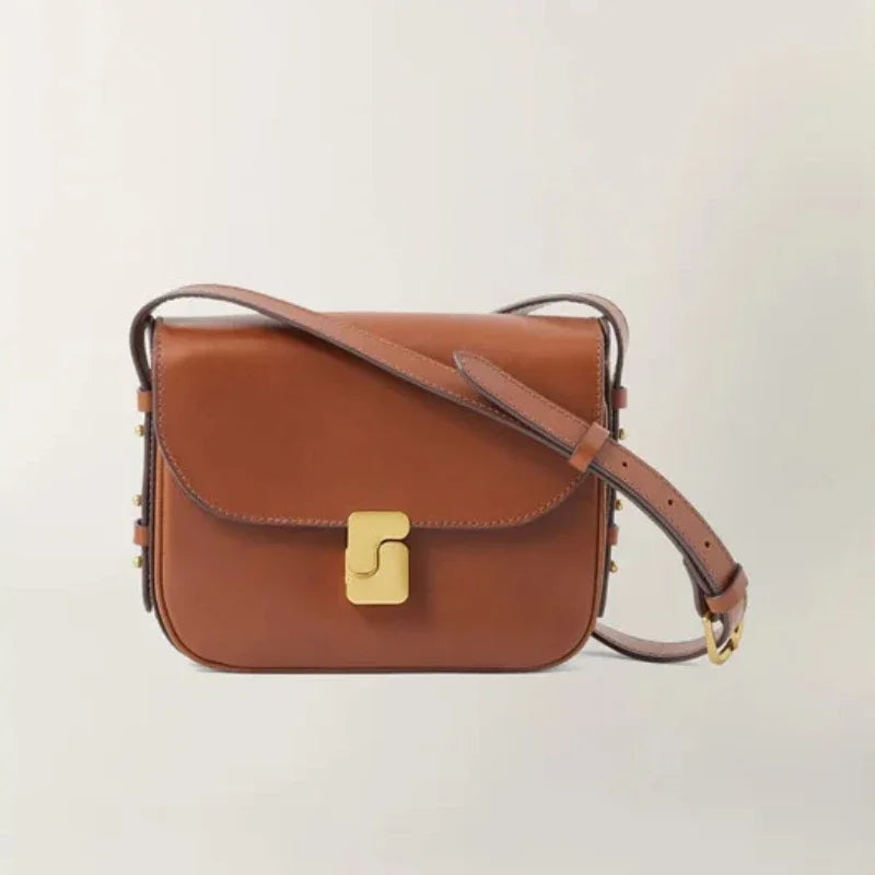 “Women’s Vintage Preppy Messenger Bag – Luxury Genuine Leather Envelope Shoulder Briefcase in Purple”