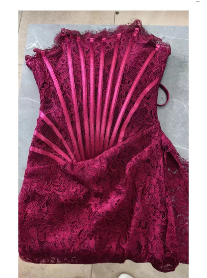 White Birthday Dress for Women – Elegant Lace Pleated Gown